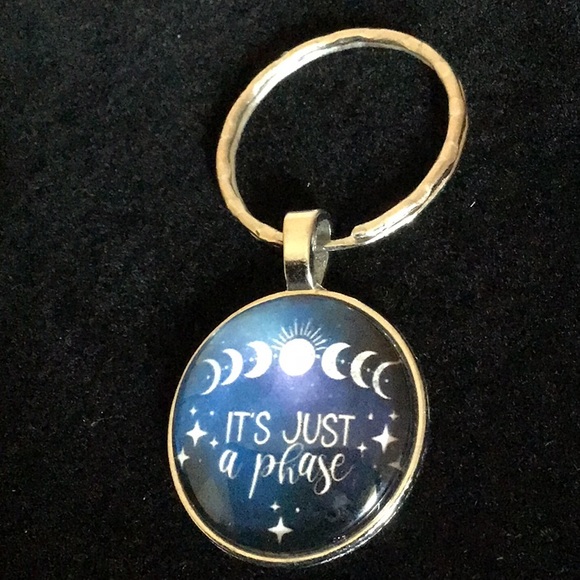undefined Accessories - It’s Just a Phase Moon Cycle Dome Keychain New